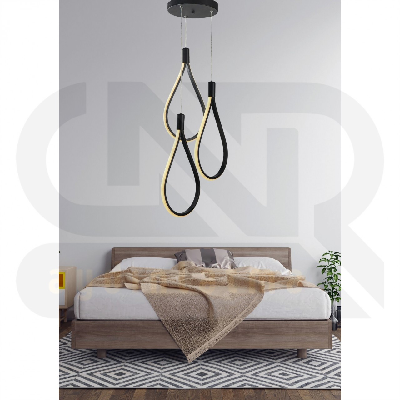 Rain 3LÜ Sarkıt Siyah Led Avize